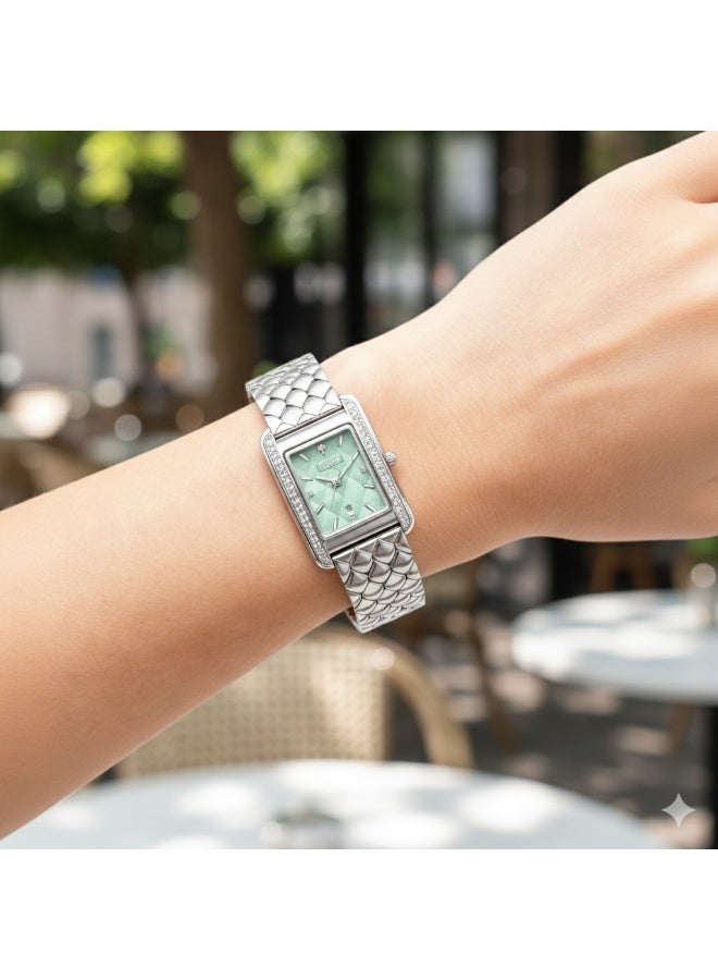 Labaoli 26.5mm Small-Square Steel Quartz Watch, 9mm Ultra-Thin, 3ATM Water Resistant, Ladies Chic - Image 1